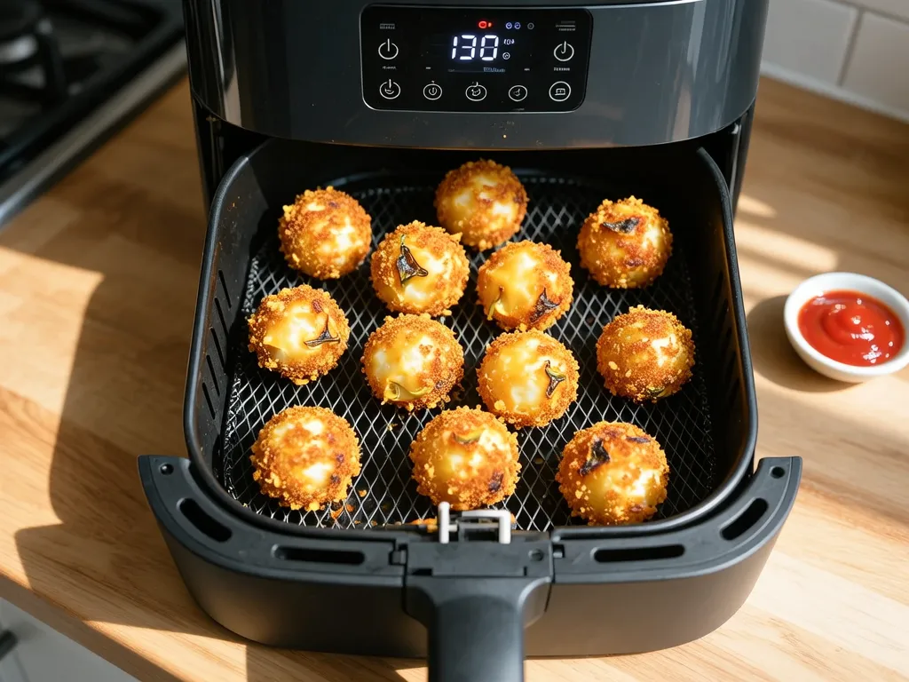 Tiefgekühlte Jalapeño Poppers 在空气炸锅中烹饪完成 — 查看精确时间和温度设置