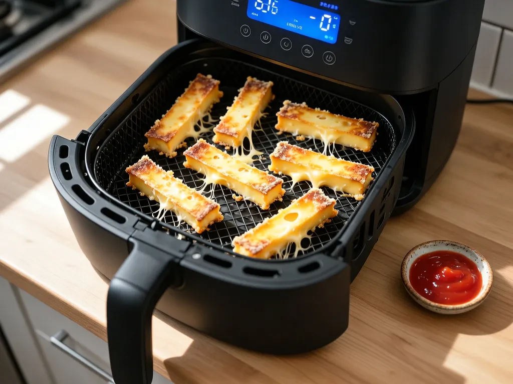 Tiefgekühlte Mozzarellasticks 在空气炸锅中烹饪完成 — 查看精确时间和温度设置