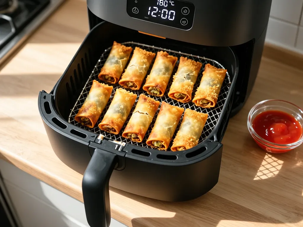Rollitos de Primavera Congelados 在空气炸锅中烹饪完成 — 查看精确时间和温度设置