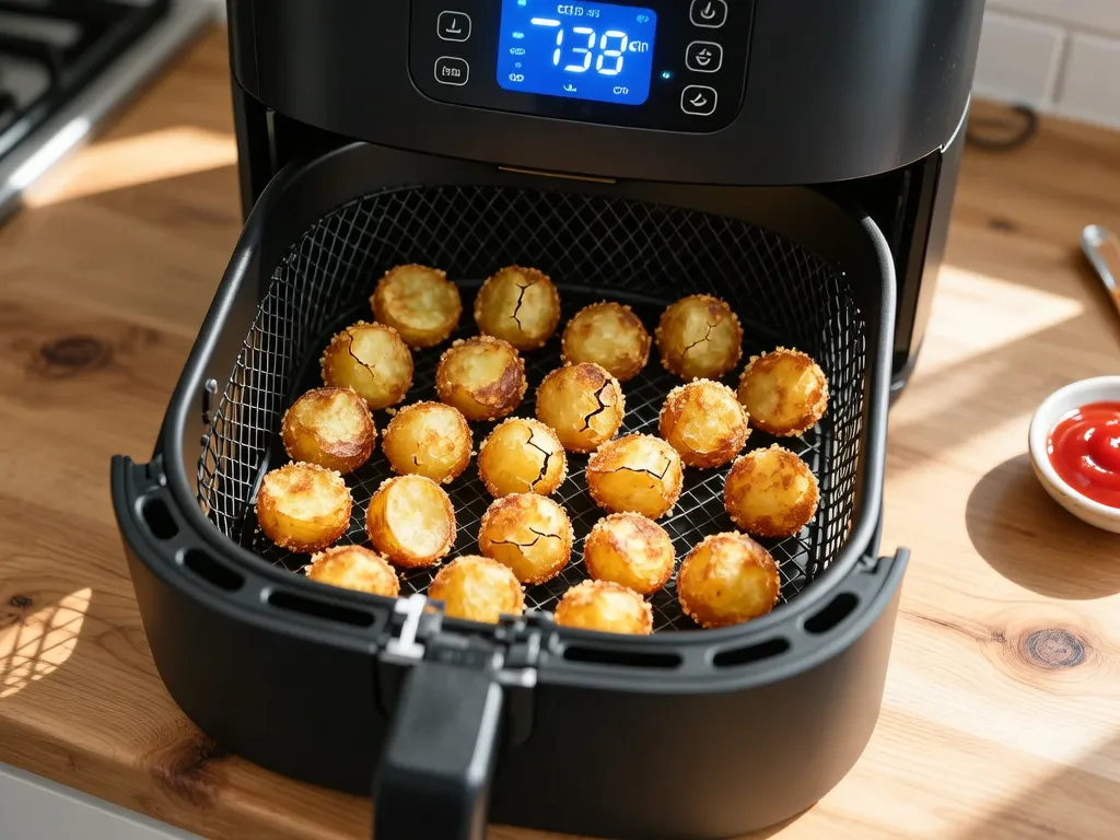 Tater Tots Congelados 在空气炸锅中烹饪完成 — 查看精确时间和温度设置