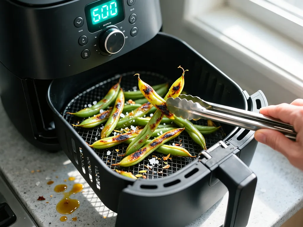 Haricots Verts 在空气炸锅中烹饪完成 — 查看精确时间和温度设置