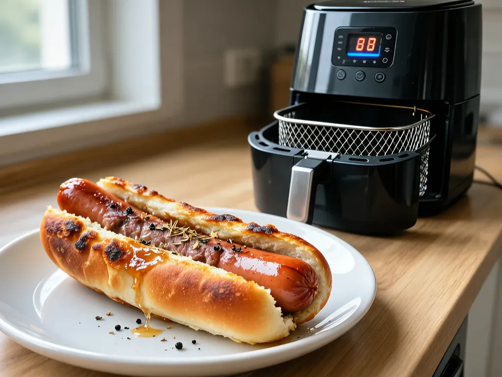 Hot Dogs 在空气炸锅中烹饪完成 — 查看精确时间和温度设置
