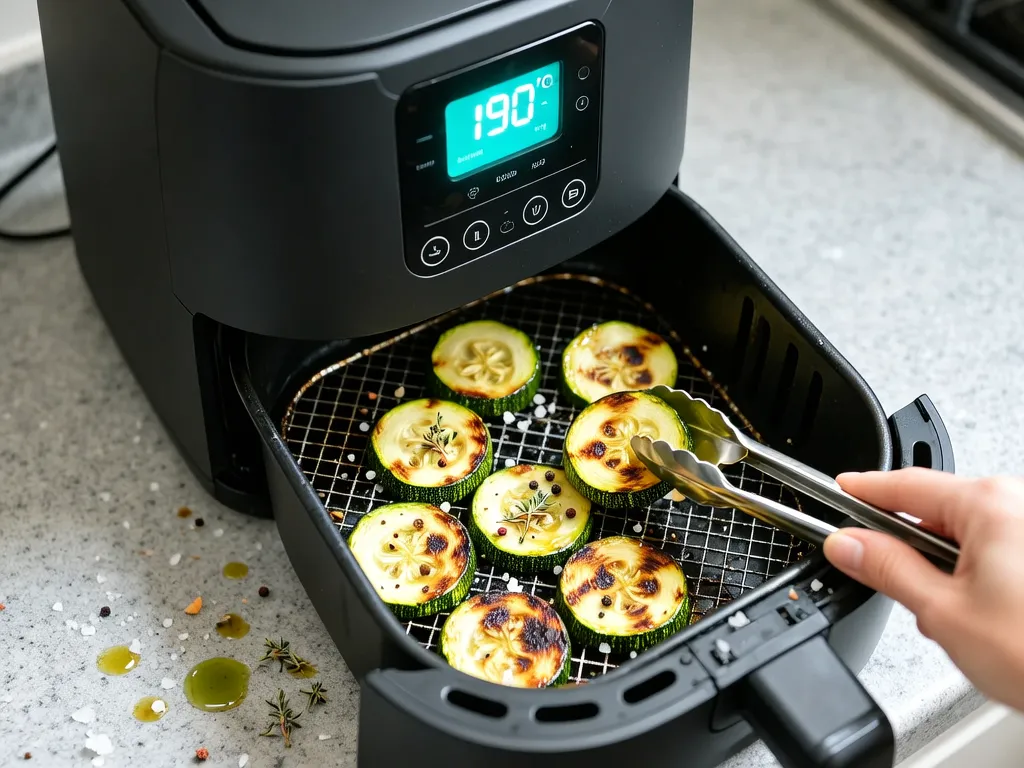 Zucchini 在空气炸锅中烹饪完成 — 查看精确时间和温度设置